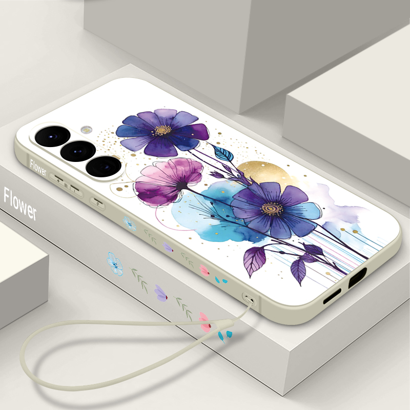 Phone Cases Galaxy A16 5G - クリエイティブな花柄ランヤード付きスマホケース Samsung Galaxy A57 A17 A56