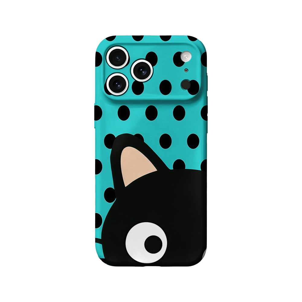 ターコイズの水玉模様の猫柄iPhoneケース iPhone  - Phone Cases Xr Iphone のレビューと価格