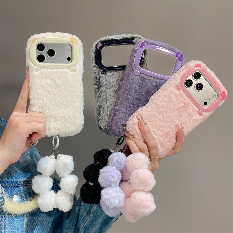 高級感のある無地のファー素材のプラッシュフォンケース iPh - Phone Cases Iphone 13 のレビューと価格
