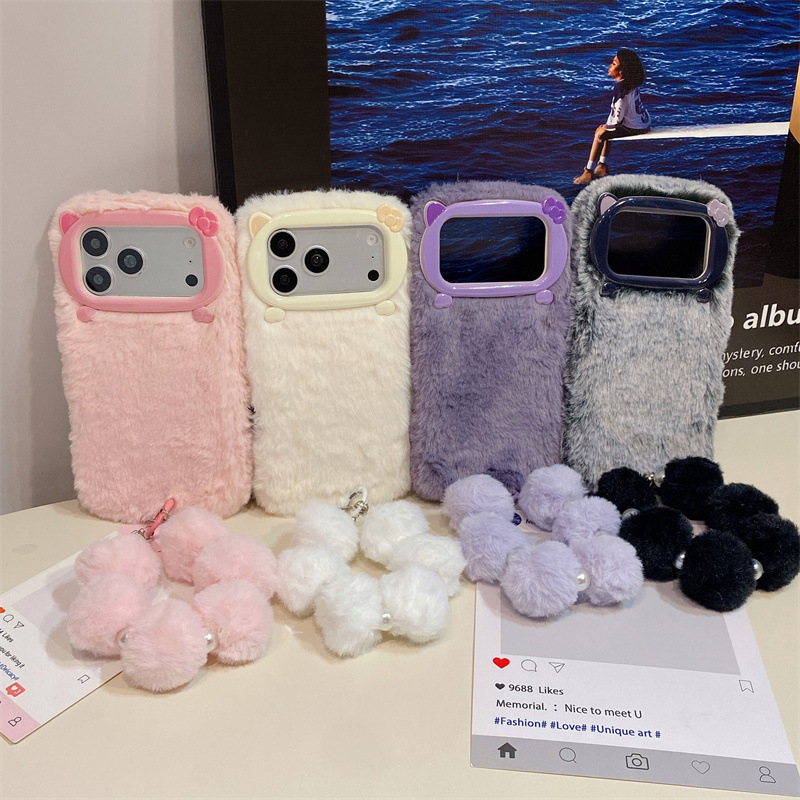 高級感のある無地のファー素材のプラッシュフォンケース iPh - Phone Cases Iphone 13 のレビューと価格